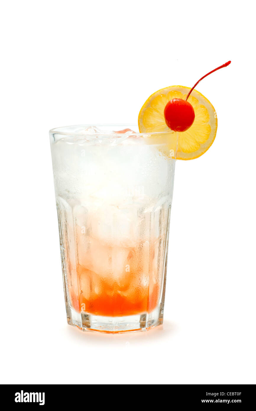 Singapore sling (gin, lemon juice, soda, cherry brandy Griotte) Stock Photo