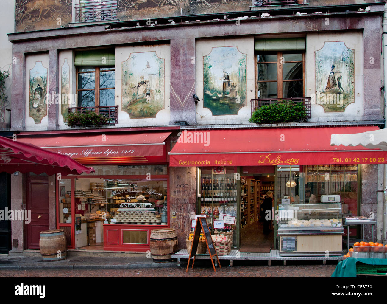 Paris France Androuet Master cheese maker traiteur Monge rue Mouffetard Stock Photo