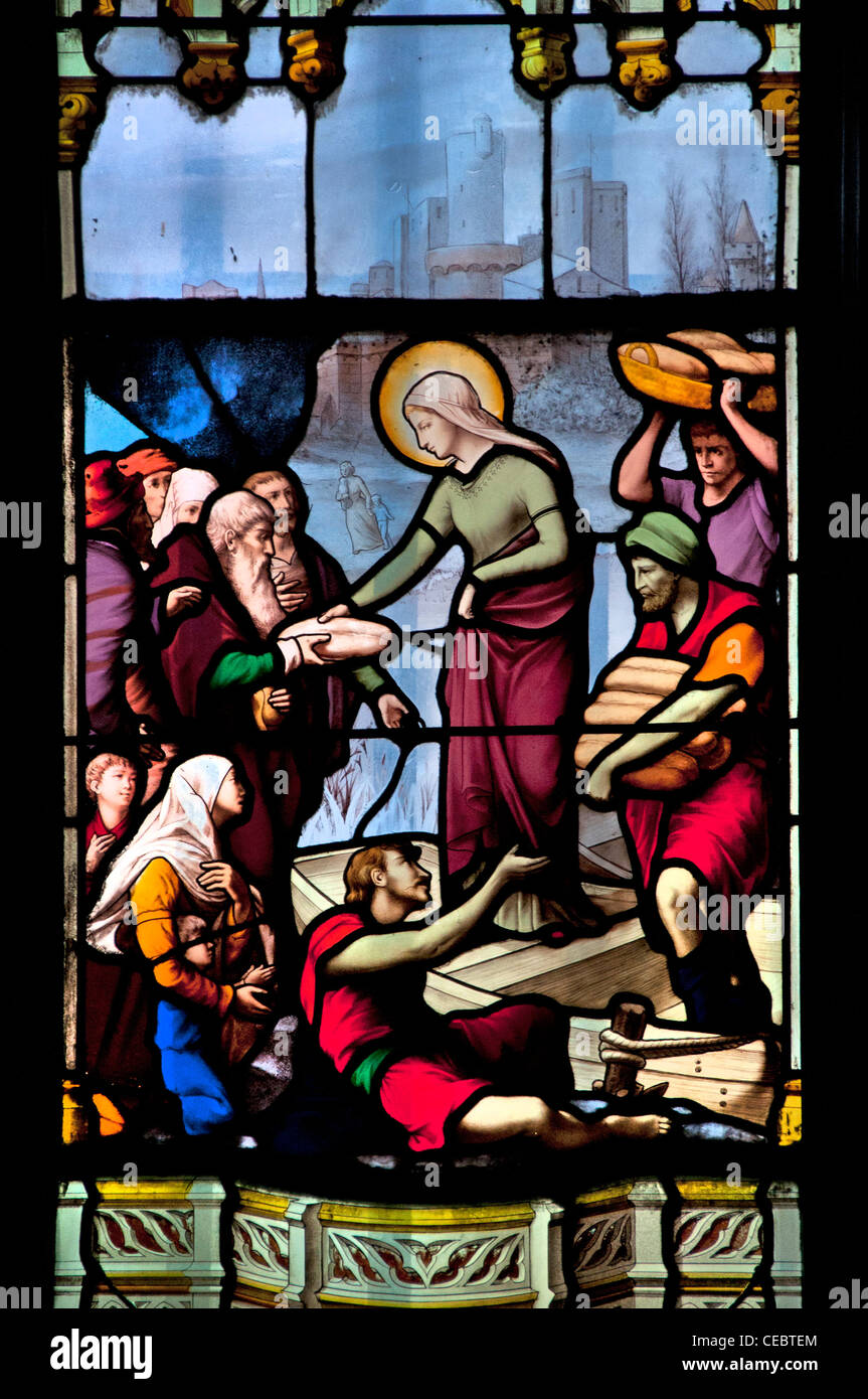 stained glass window Saint Étienne du Mont is a church in Paris France Stock Photo