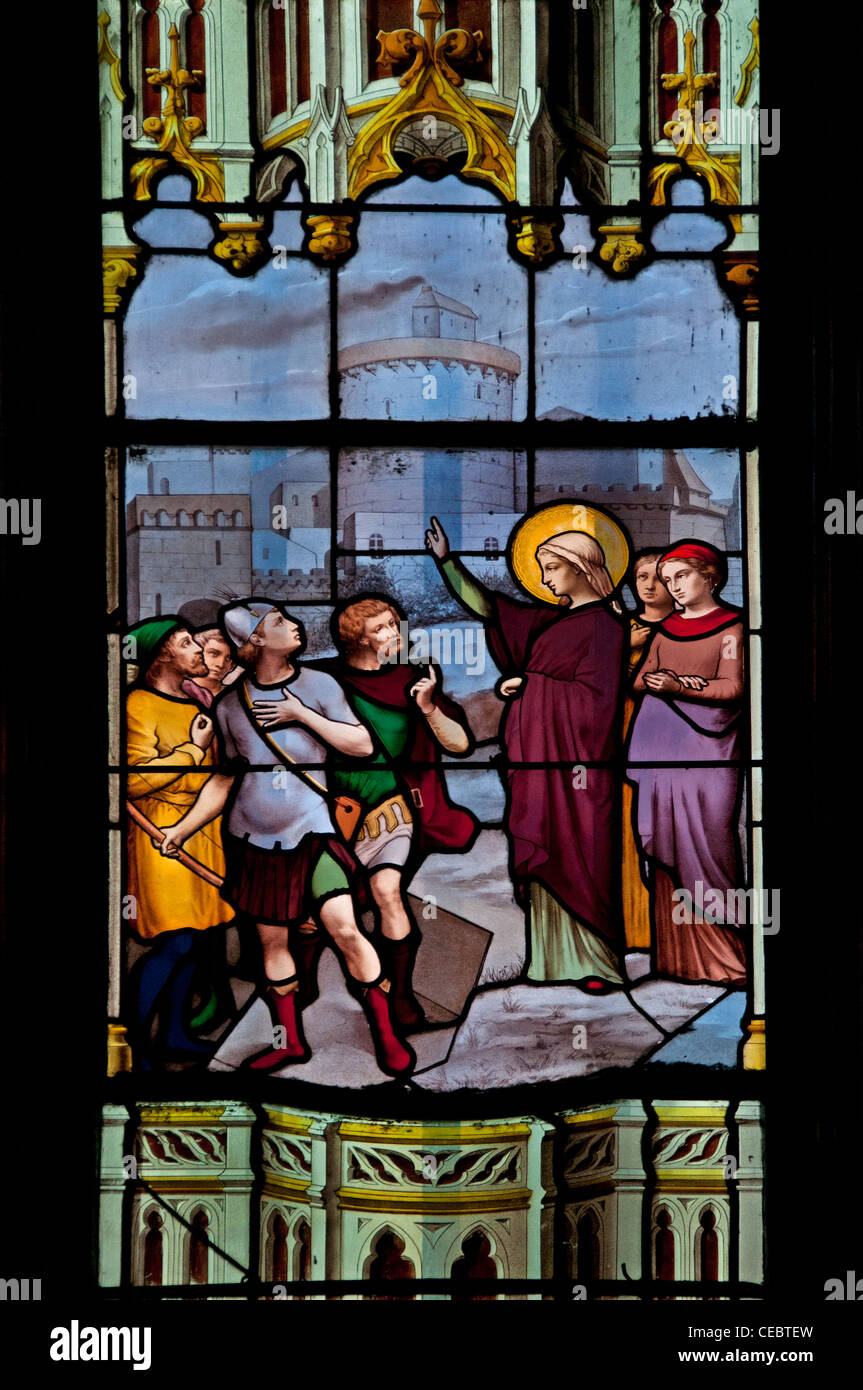 stained glass window Saint Étienne du Mont is a church in Paris France Stock Photo