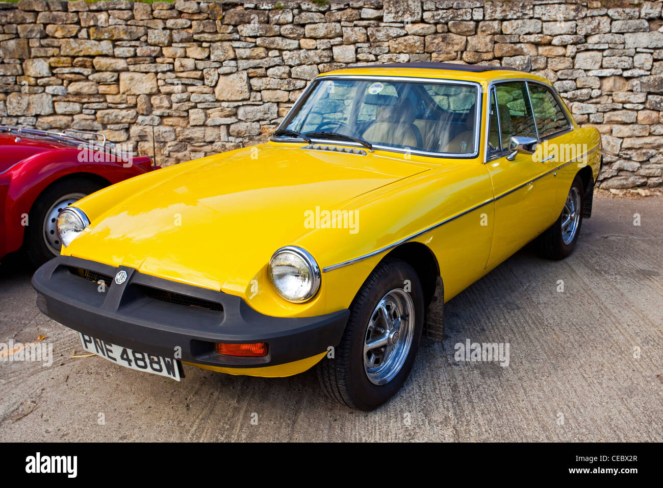 A yellow MG sports car, Pickering North Yorkshire UK Stock Photo Alamy