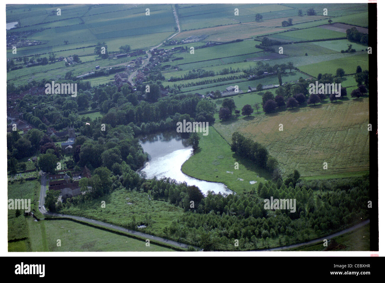 Oblique aerial view of North Cave village in east Yorkshire, looking