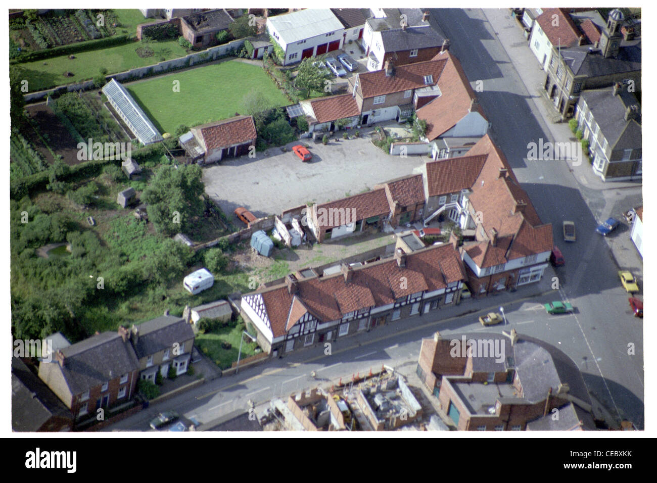 Oblique aerial view of centre of South Cave village in east Yorkshire