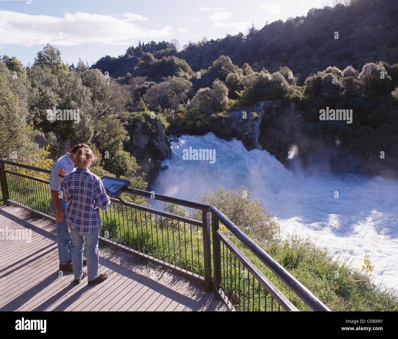 Huka Falls from observation point, near Taupo, Waikato Region, North Island, New Zealand Stock Photo