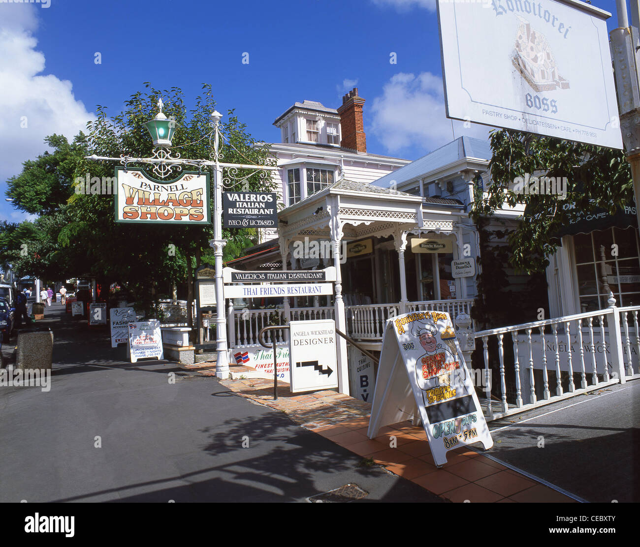 Parnell Village shops, Parnell Rise, Parnell, Auckland, Auckland Region, North Island, New Zealand Stock Photo