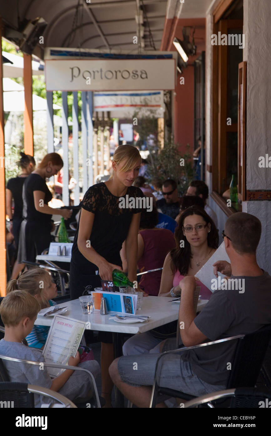 Family dining at a cafe on South Terrace.  Fremantle, Western Australia, AUSTRALIA Stock Photo