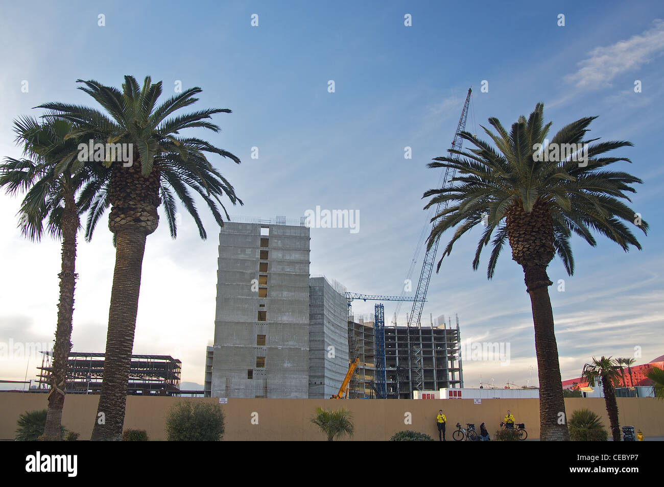 Construction on the Northern portion of the Las Vegas strip in winter, 2010 Stock Photo