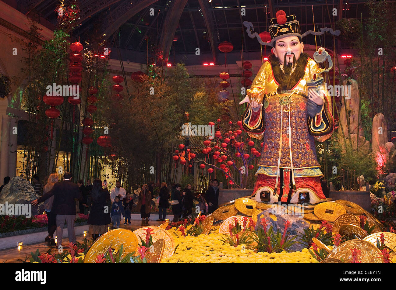 Las Vegas' s Bellagio Conservatory at night, decorated for Chinese New Year Stock Photo
