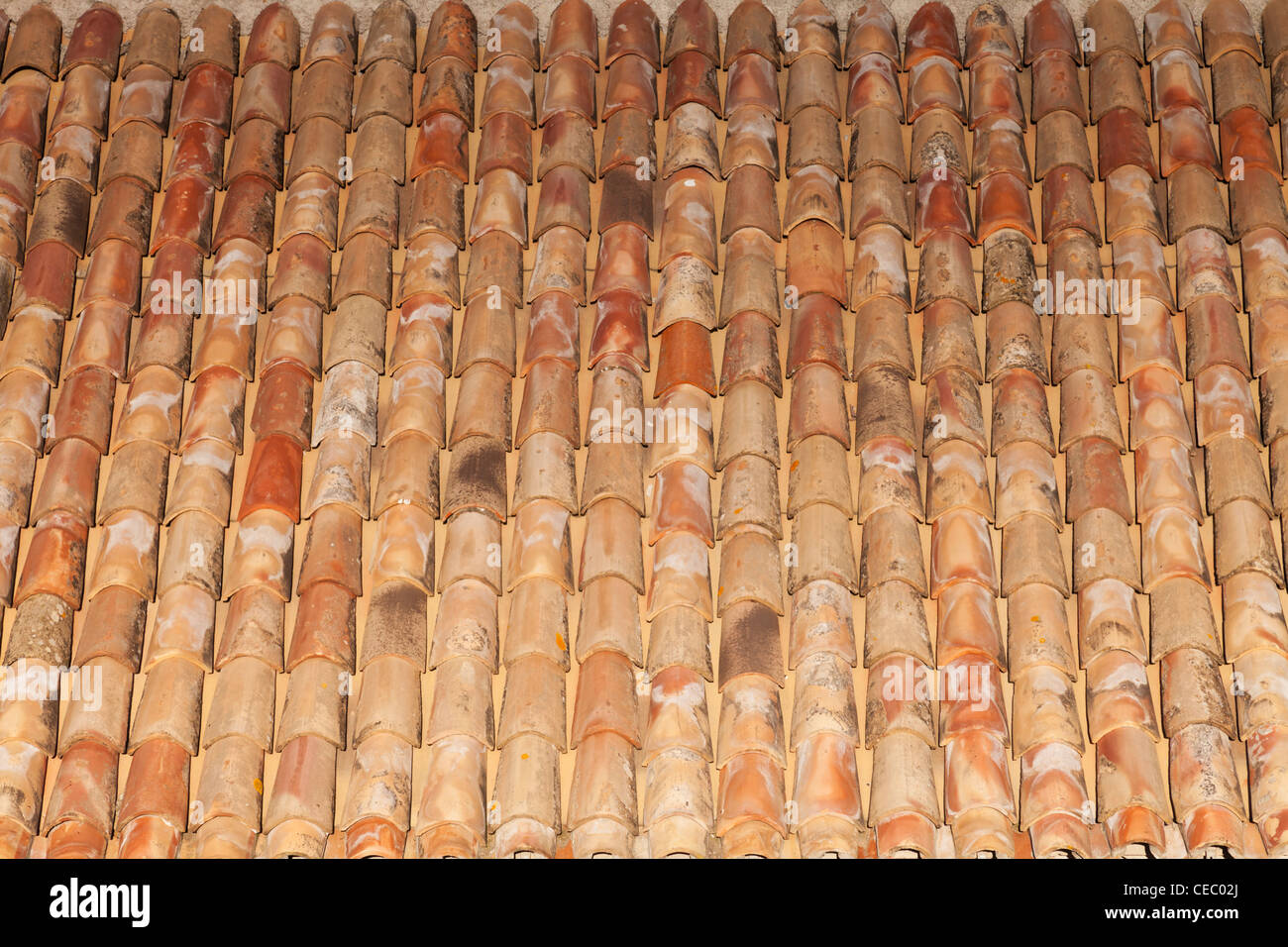 Roof tiles at the medieval port of Aigues-Mortes Languedoc-Roussillon France Stock Photo