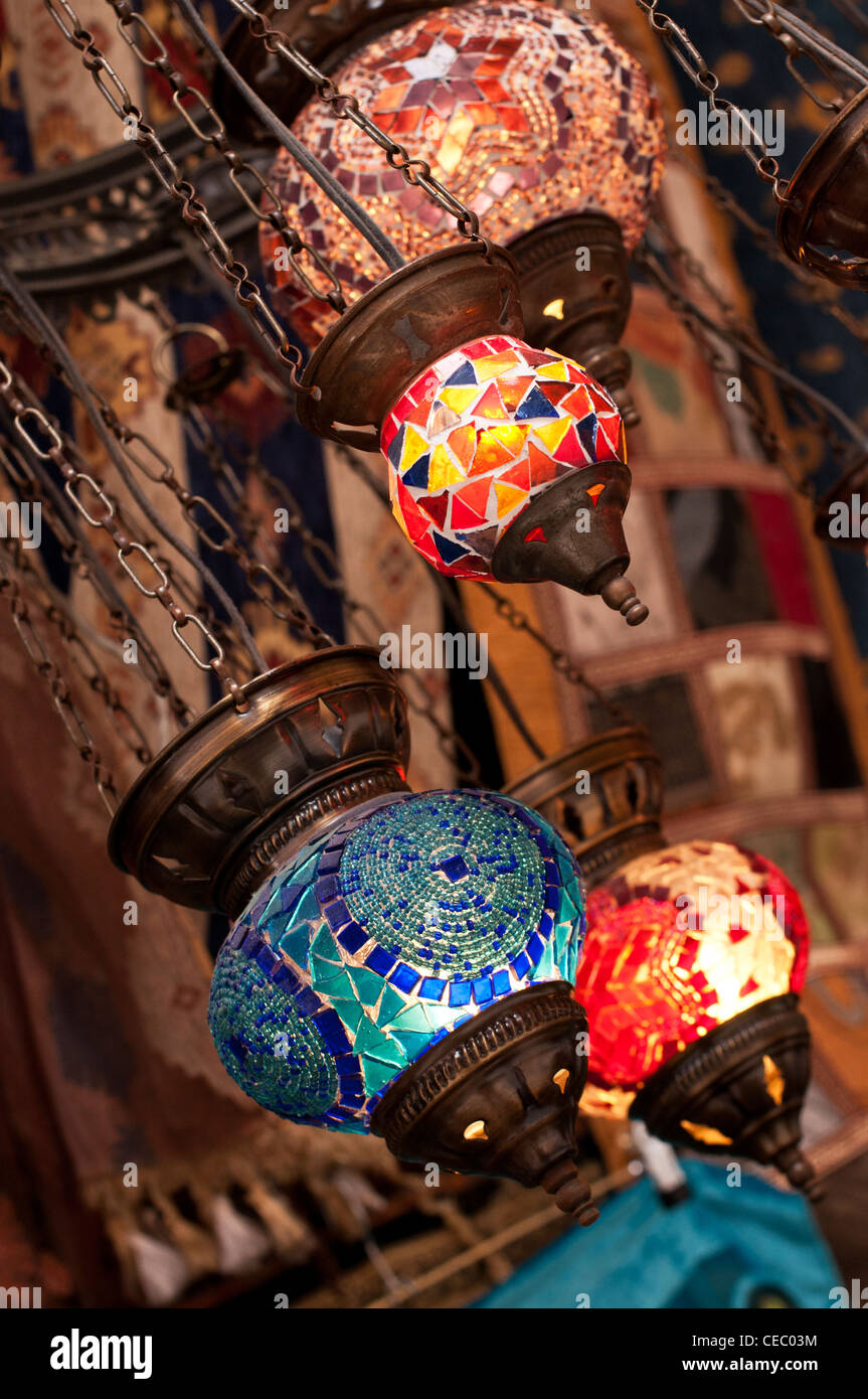 Turkish glass mosaic lanterns at Arasta Bazaar, Sultanahmet, Istanbul — free download