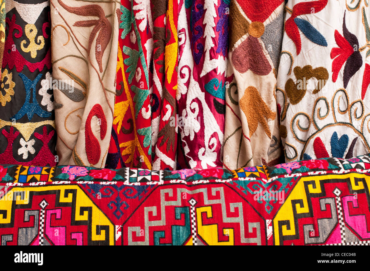 Turkish embroidered fabrics at Arasta Bazaar, Sultanahmet, Istanbul