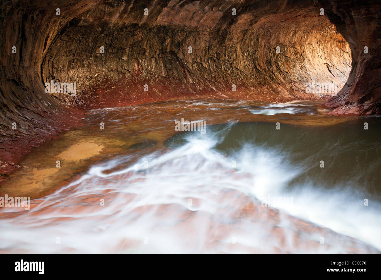 Rushing water in the Subway, Zion National Park Stock Photo