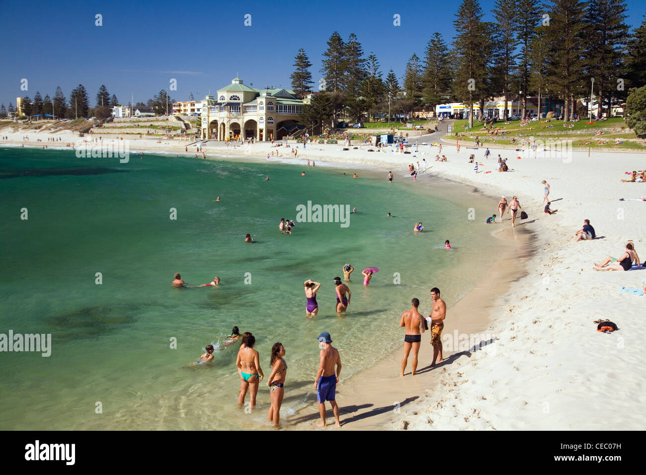 Swimmers and sunbathers at Cottesloe Beach.  Perth, Western Australia, AUSTRALIA Stock Photo