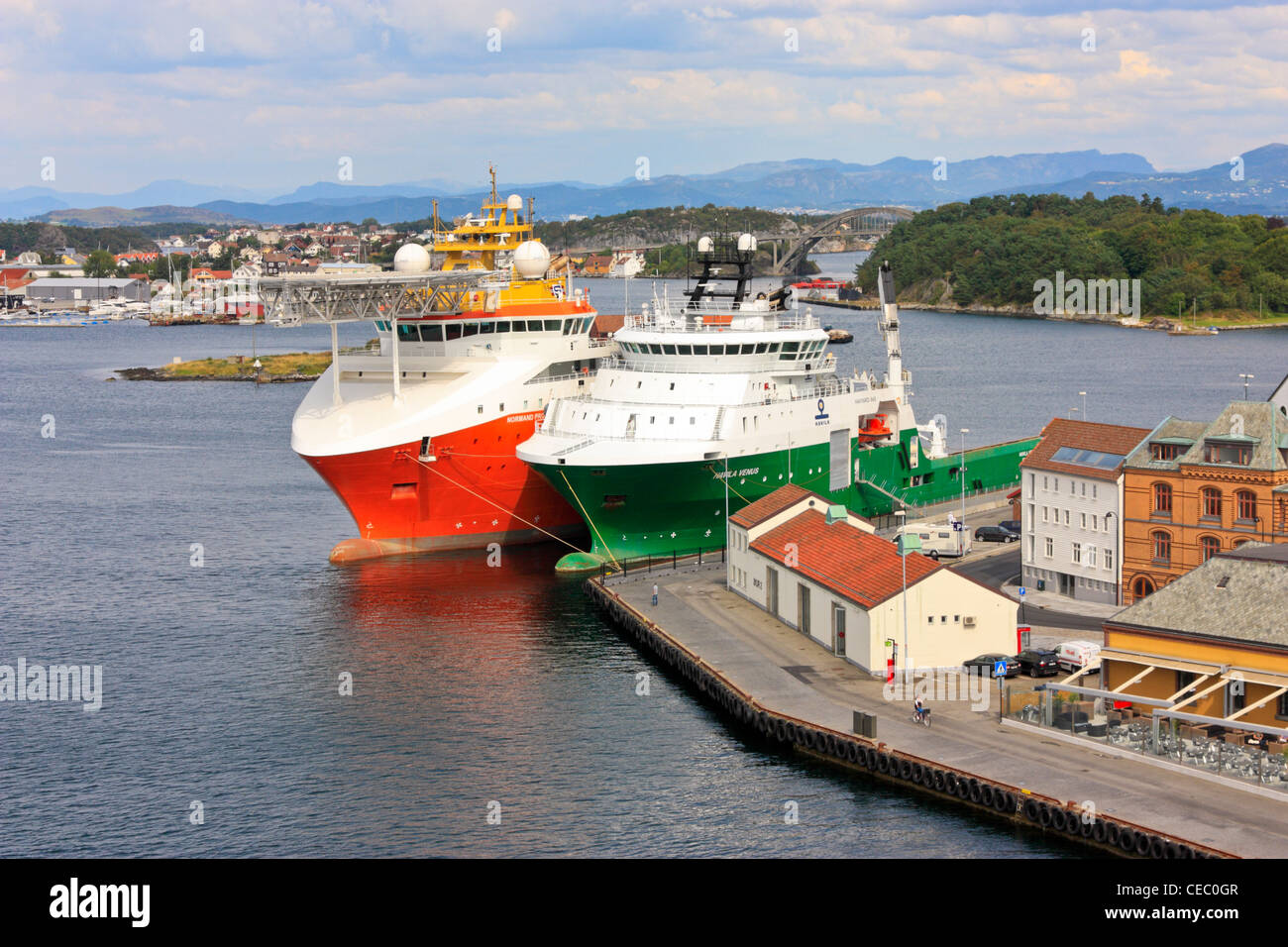 Offshore Supply Vessels in the Port of Stavanger, Norway Stock Photo