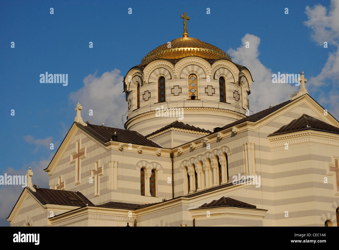 Ukraine. Saint Vladimir Cathedral. Neo-Byzantine Russian Orthodox Church. 19th century. Reconstructed by Osadchiy. Sevastopol. Stock Photo