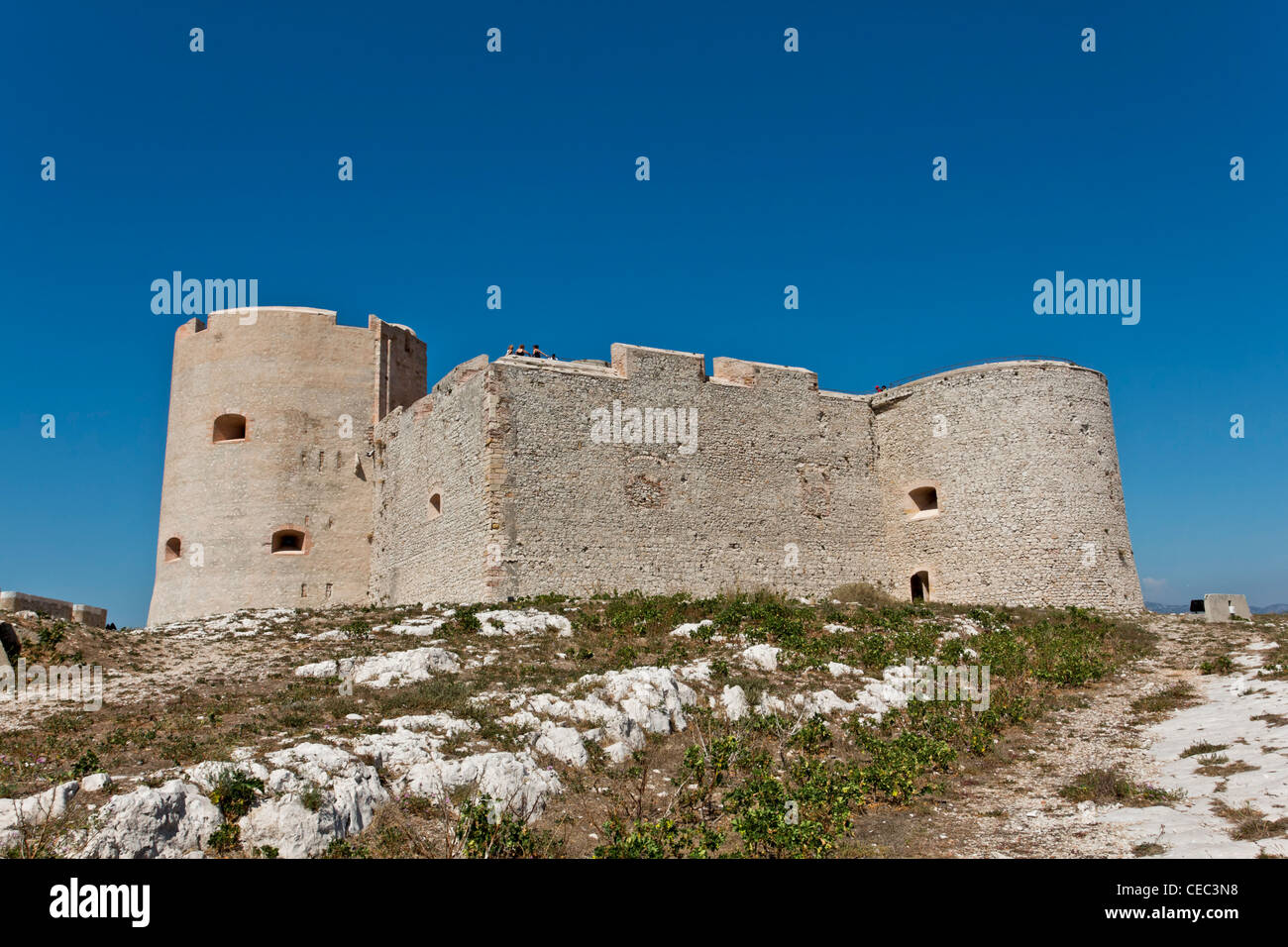 The château d'If, the Island Ile d'If, Prison of The Count of Monte Cristo according to Alexander Dumas, bay of Marseilles Stock Photo