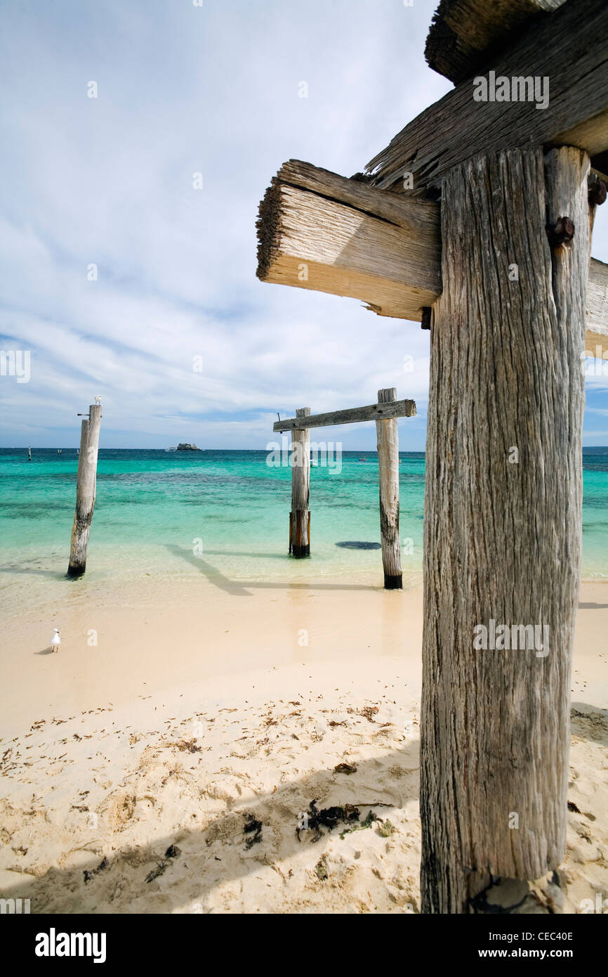 The remnants of an old pier at Hamelin Bay in the Leeuwin-Naturaliste National Park, Western Australia, AUSTRALIA Stock Photo
