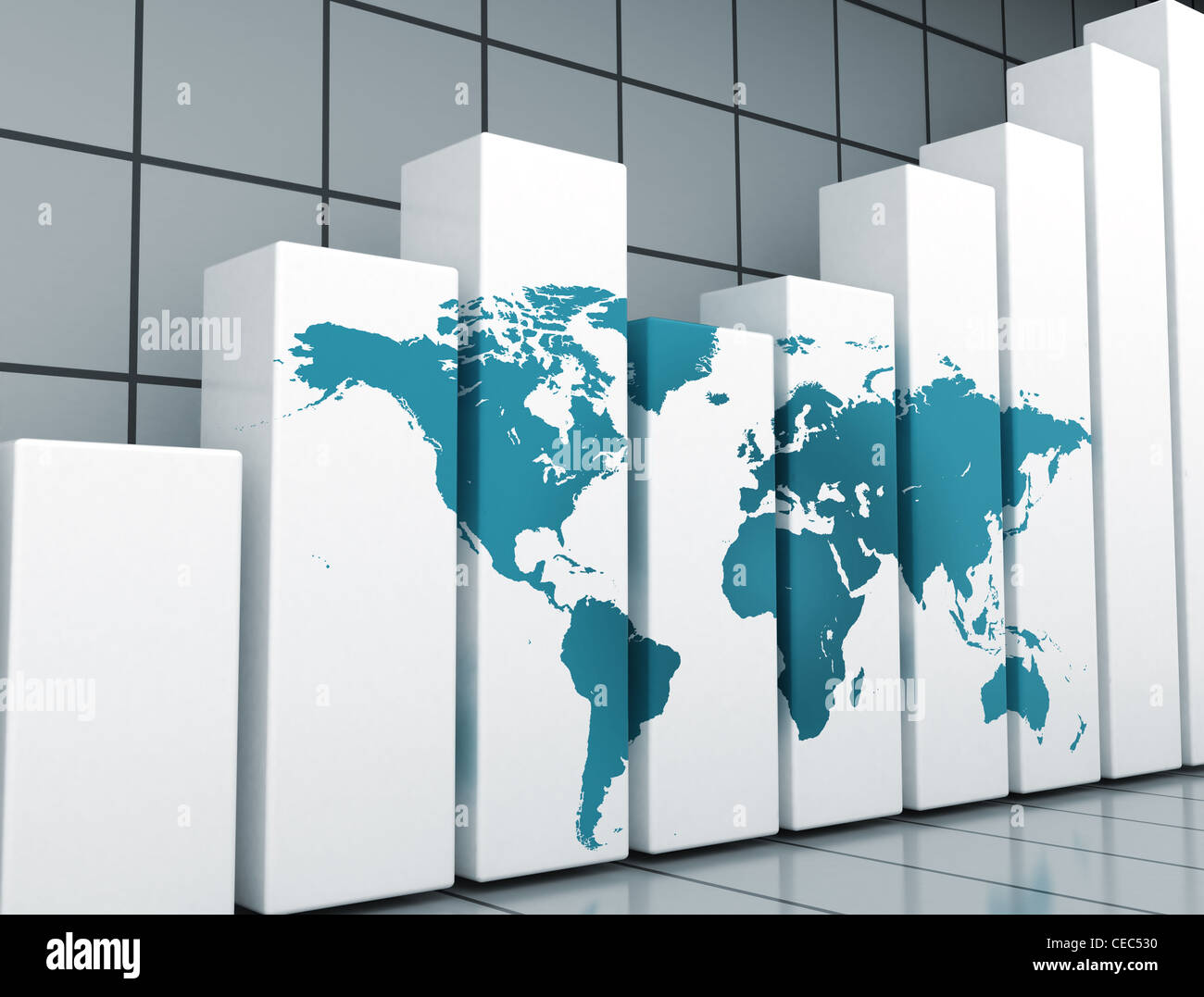 Graph and world map Stock Photo - Alamy