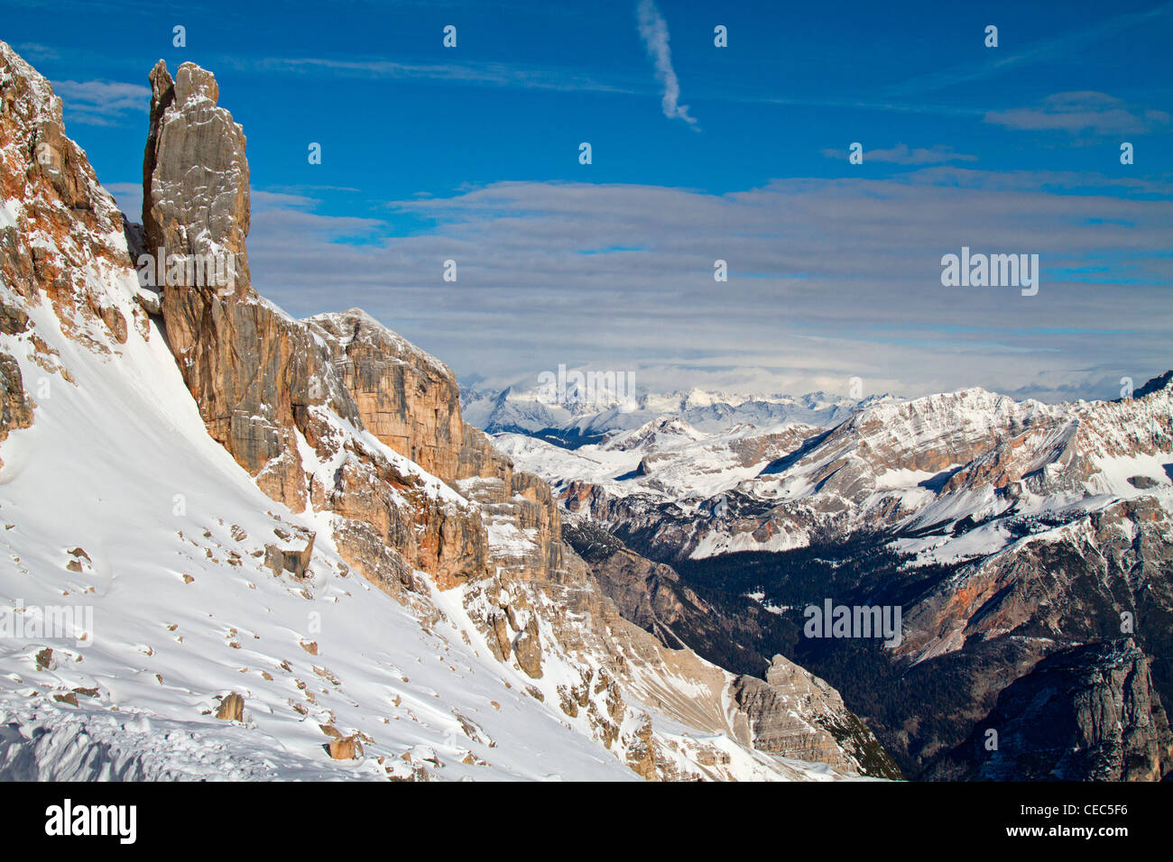 View from Tofana, Cortina d'Ampezzo over Dolomites, Italy Stock Photo