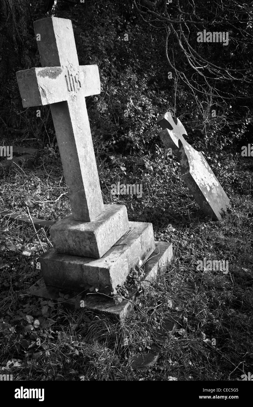 Gravestones in an English Cemetery Stock Photo