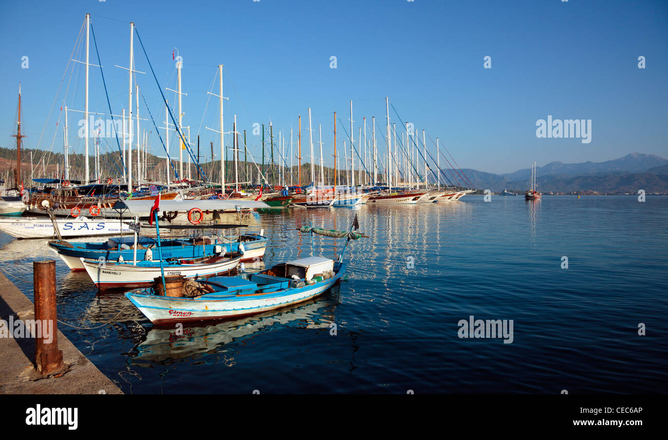 Gulets in Fethiye harbour / marina  on Turkeys  Lycian Turquoise Coast Stock Photo