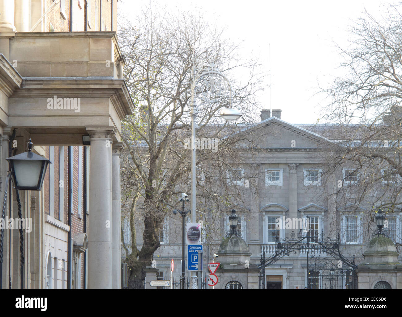 zoom shot of leinster house parliament building from kildare st in dublin ireland Stock Photo