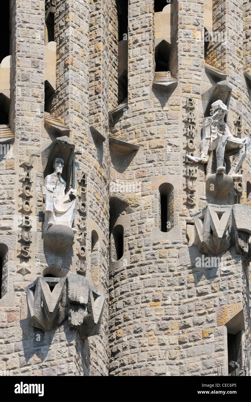 The Passion facade of the Sagrada Familia (Church of the Holy Family) in Barcelona, Spain. Stock Photo