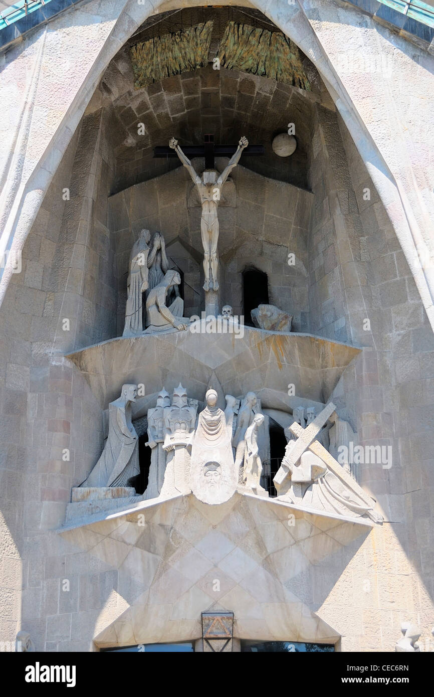 Sculptures above the main entrance to the Sagrada Familia (Church of the Holy Family), Barcelona, Spain. Stock Photo