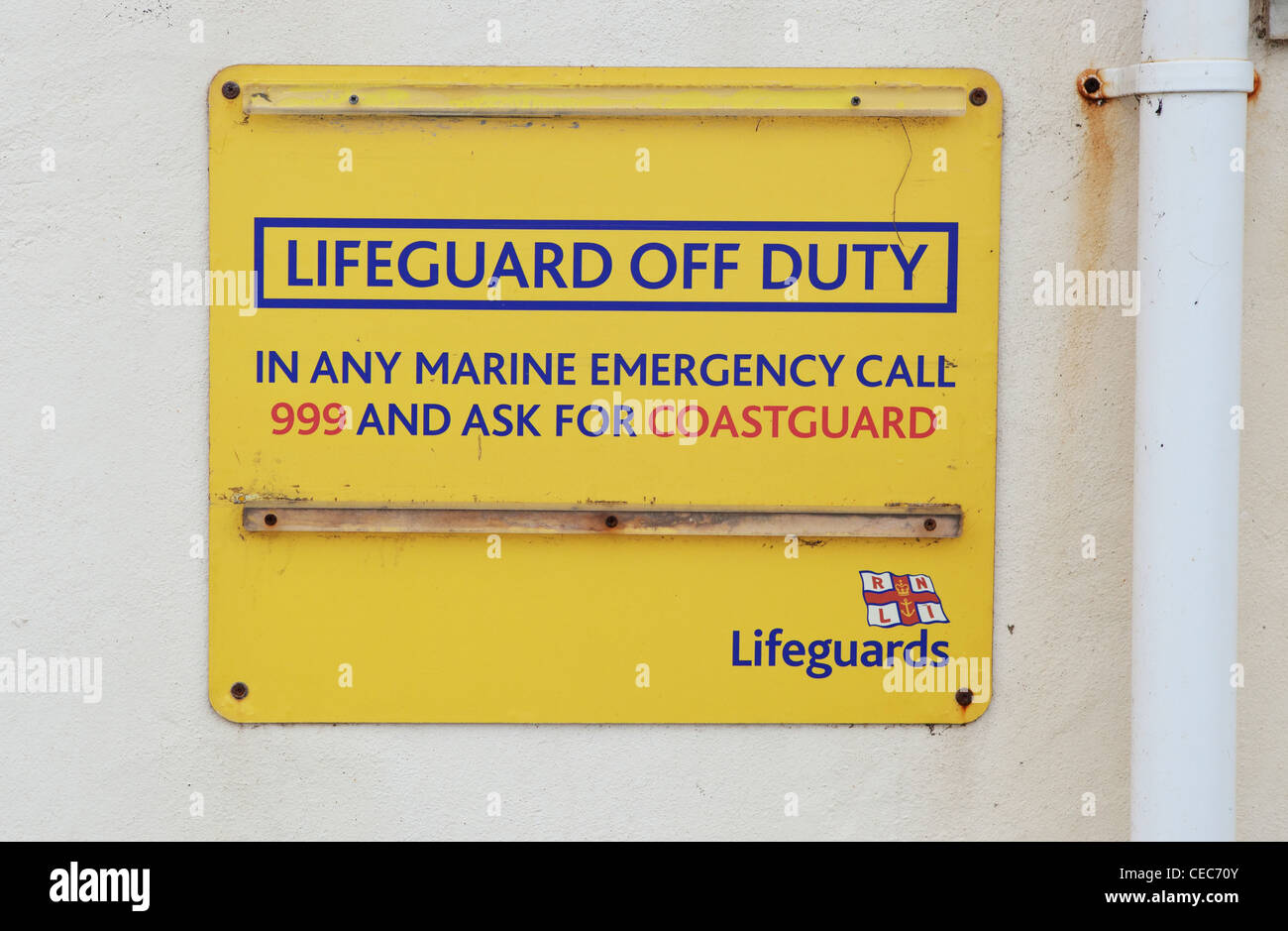 Lifeguard Off Duty sign, Sheringham, UK Stock Photo Alamy