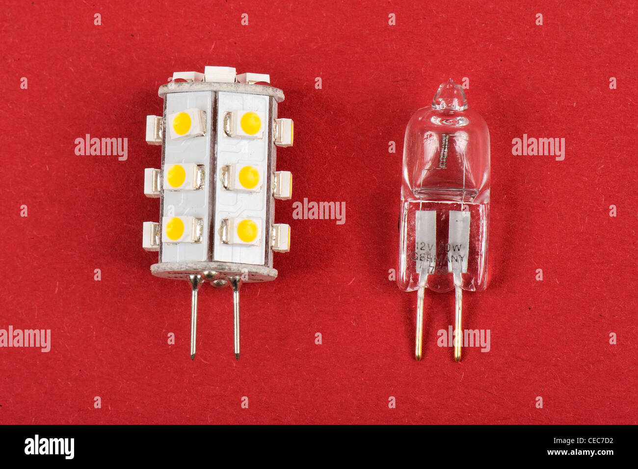 a new and a old 'bulb': LED and halogen Stock Photo
