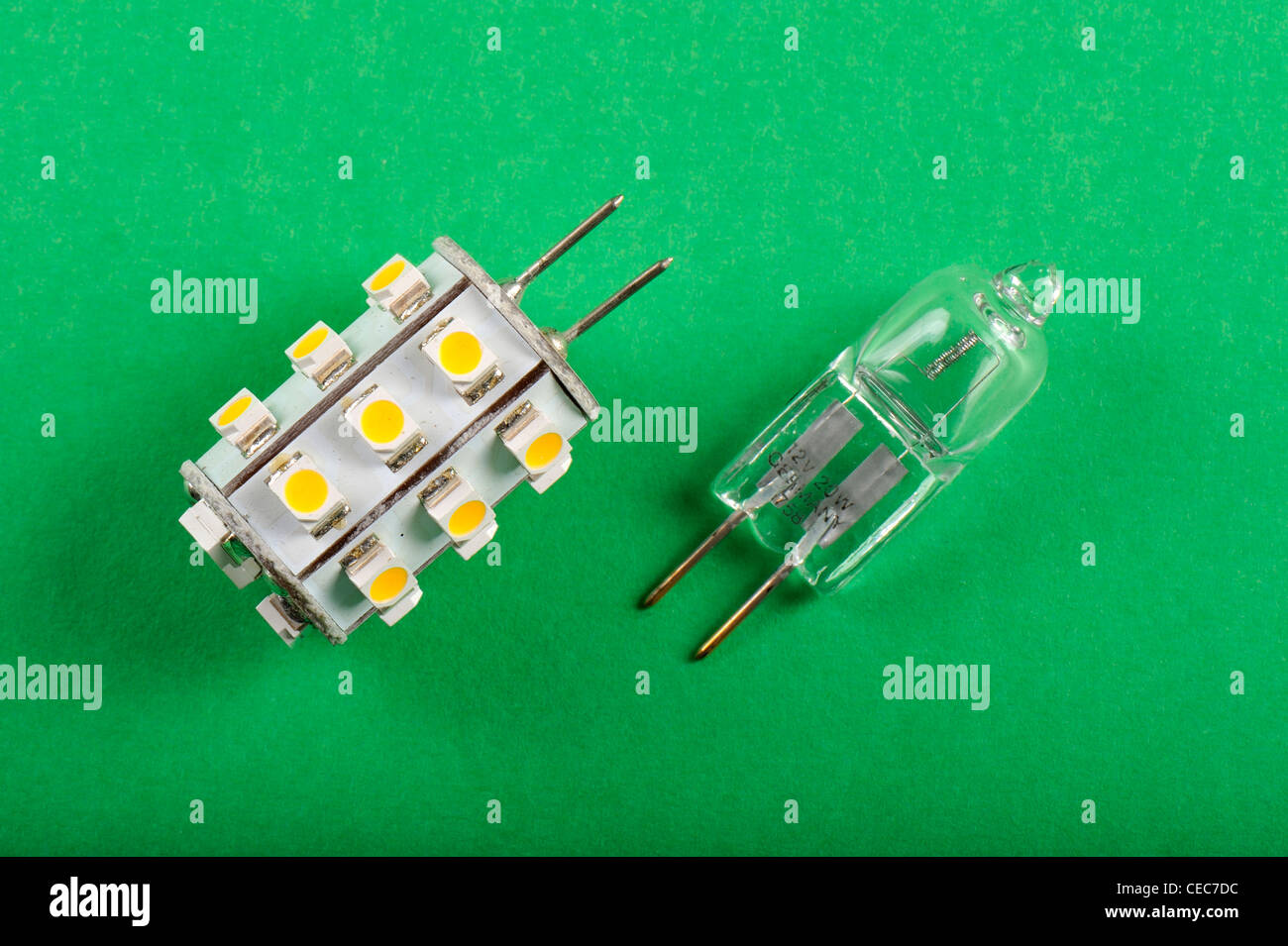 a new and a old 'bulb': LED and halogen Stock Photo