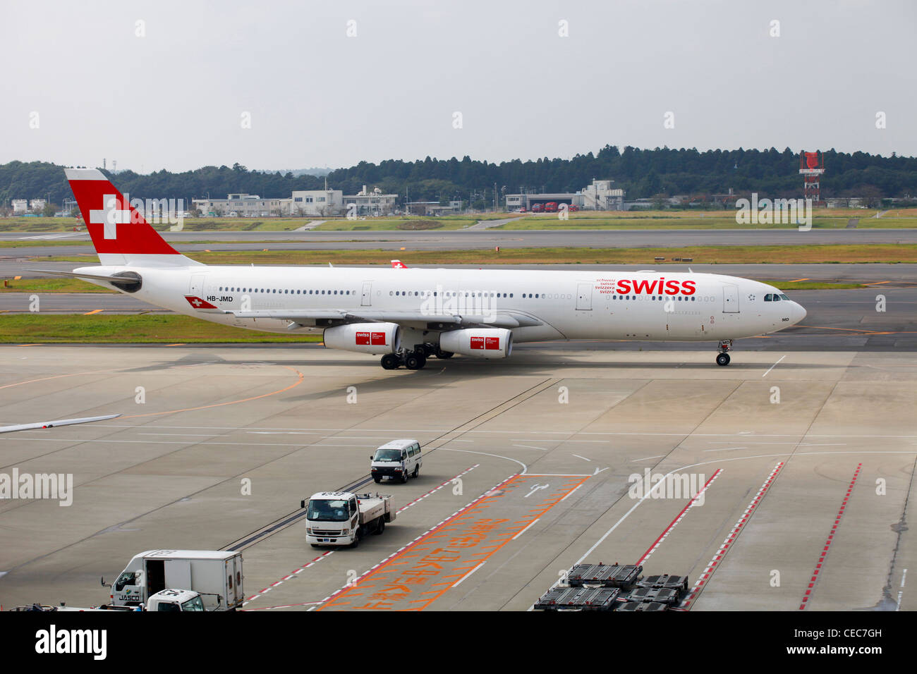 Swiss International Airline Airbus 340, New Tokyo International Airport,  Narita, Tokyo, Japan Stock Photo - Alamy