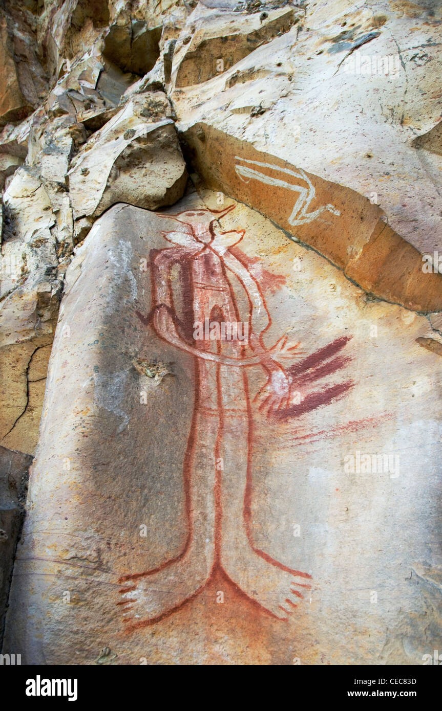 Rock art Aboriginal spirit painting, Northern Territory, Australia Stock Photo