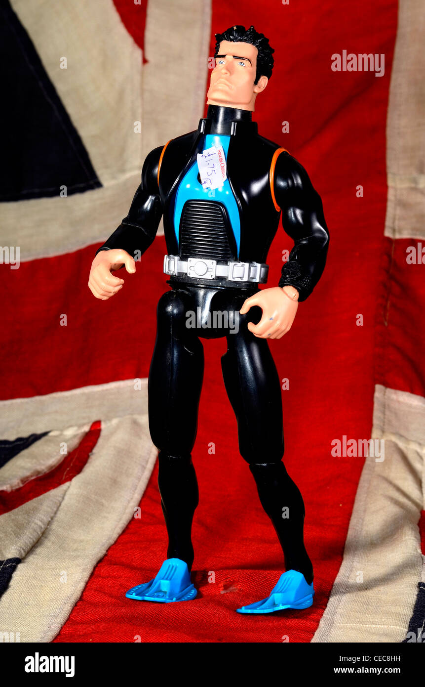 flipper man looking stunned in front of Union Jack flag Stock Photo