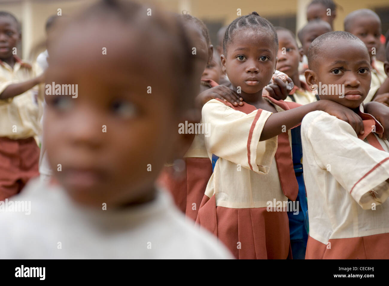 Primary school, Lagos Nigeria,  morning assembley Stock Photo