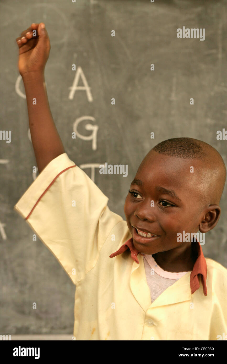 Shehu Muhammed,  nursery class, by blackboard, Primary school, Lagos, Nigeria Stock Photo