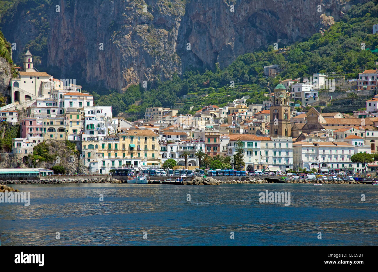 The village Amalfi at Amalfi coast, Unesco World Heritage site, Campania, Italy, Mediterranean sea, Europe Stock Photo