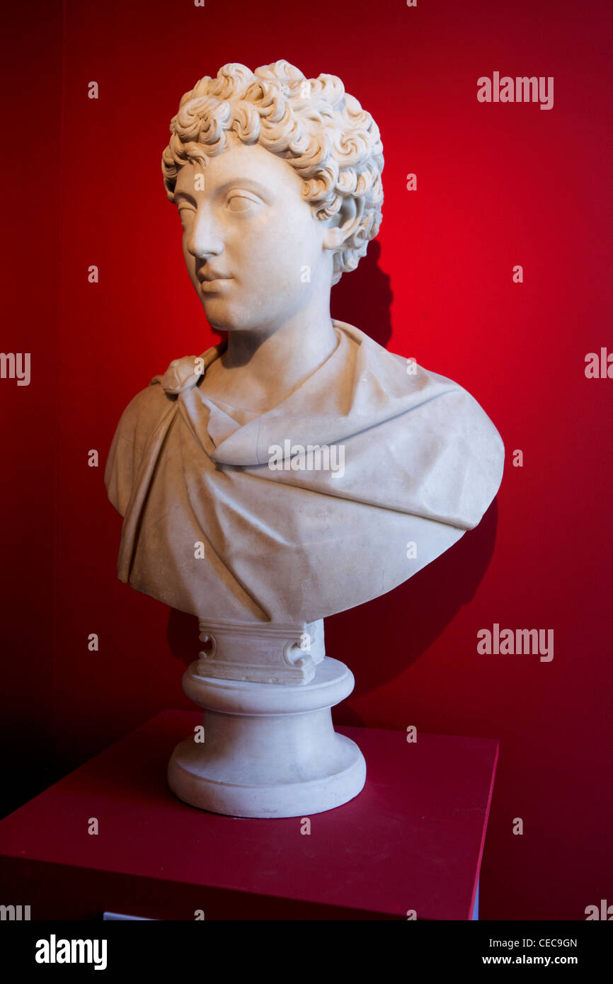 Marble bust of Roman Emperor Marcus Aurelius as a young man Stock Photo