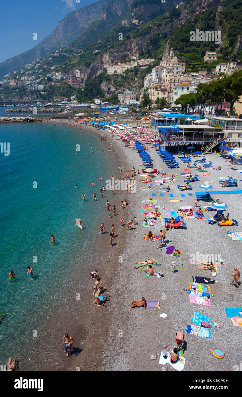 Beach of the village Amalfi, Amalfi coast, Unesco World Heritage site, Campania, Italy, Mediterranean sea, Europe Stock Photo