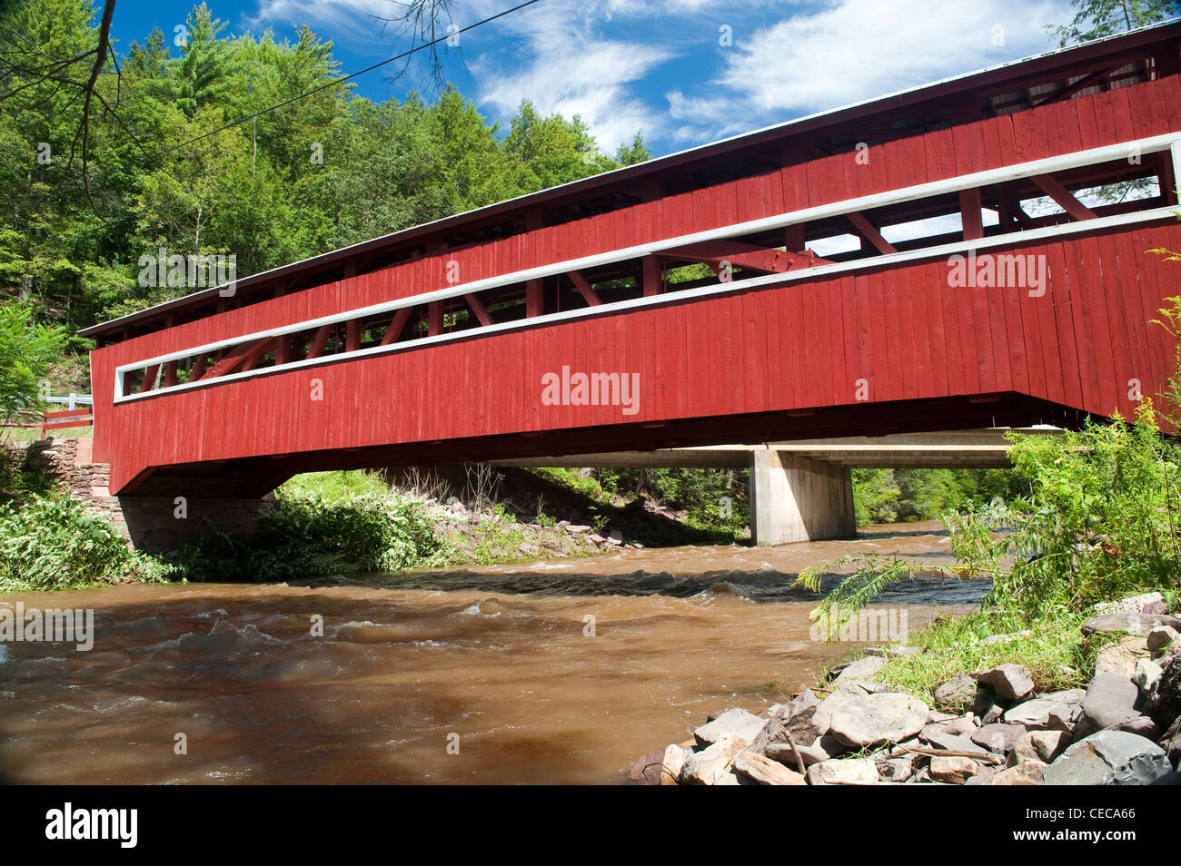 The Twin Bridges, East and West Paden, which span the Huntington Creek, Columbia County, Pennsylvania. Stock Photo