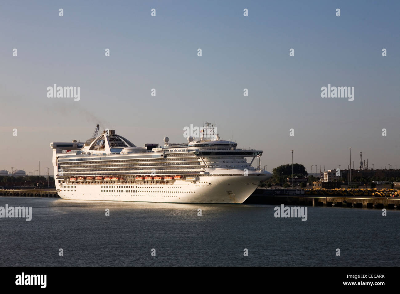 Grand princess cruise ship moored at Zeebrugge Port Stock Photo