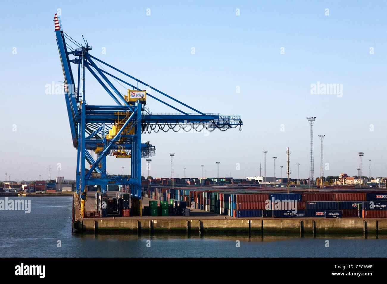 Container Handling at the Port of Zeebrugge Stock Photo