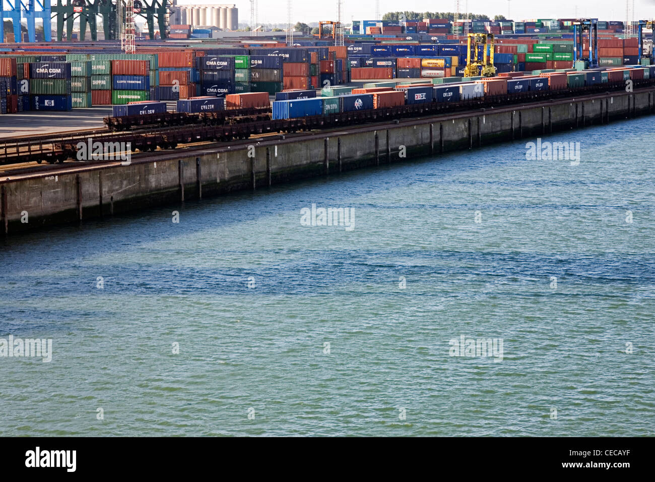 Container Handling at the Port of Zeebrugge Stock Photo