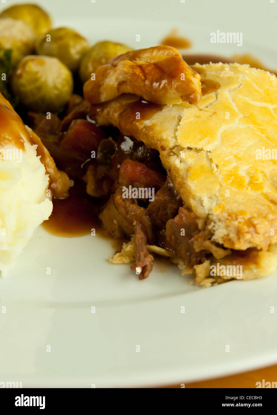 A slice of steak and ale pie Stock Photo