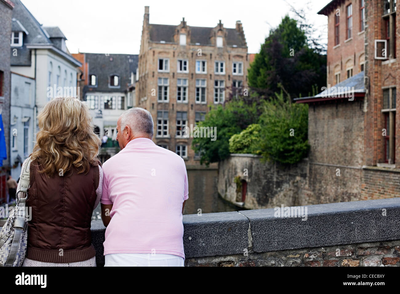 Romantic Couple enjoying Bruges Stock Photo