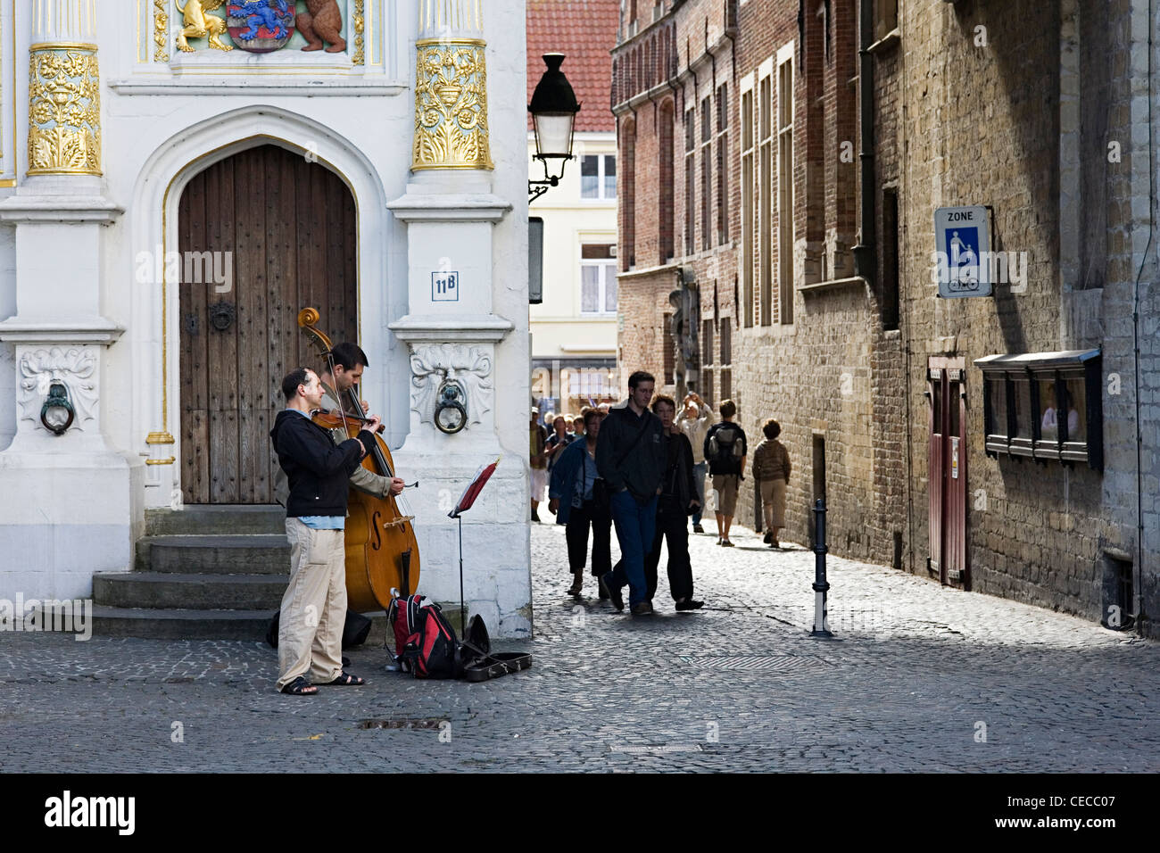 Buskers in Bruges Stock Photo