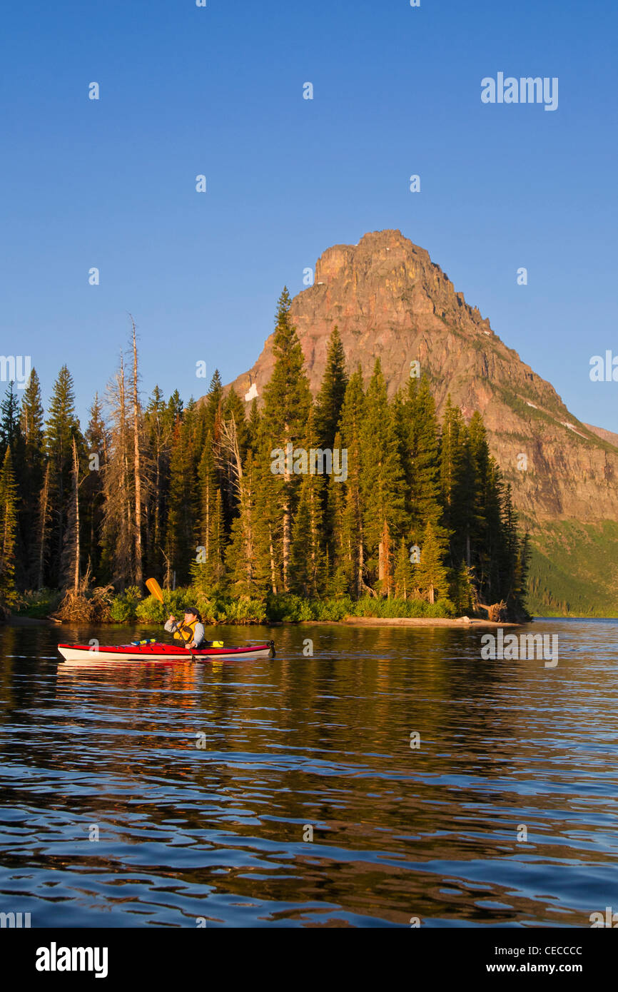 Kayaking on Two Medicine Lake in Glacier National Park. (MR Stock Photo