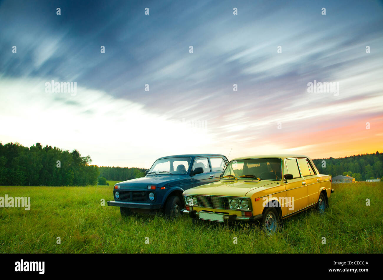 Old Soviet cars Lada 1600 and Lada Niva Stock Photo - Alamy
