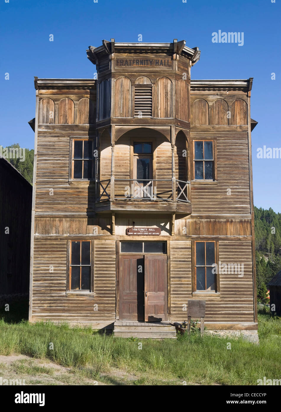 USA, Montana, Elkhorn. Fraternity Hall in built during a silver rush in