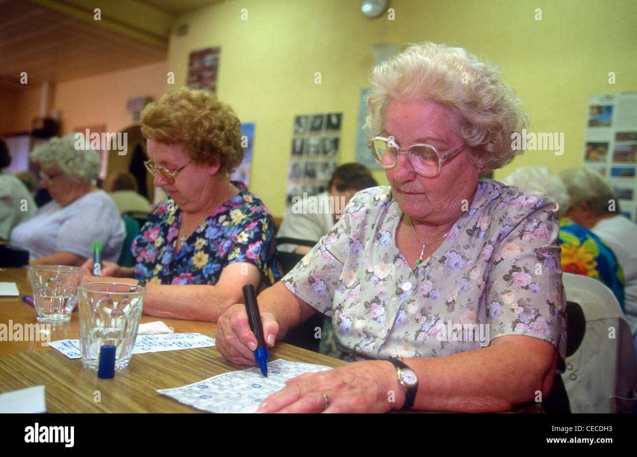 Elderly women playing bingo, Southwark, London, UK. Stock Photo